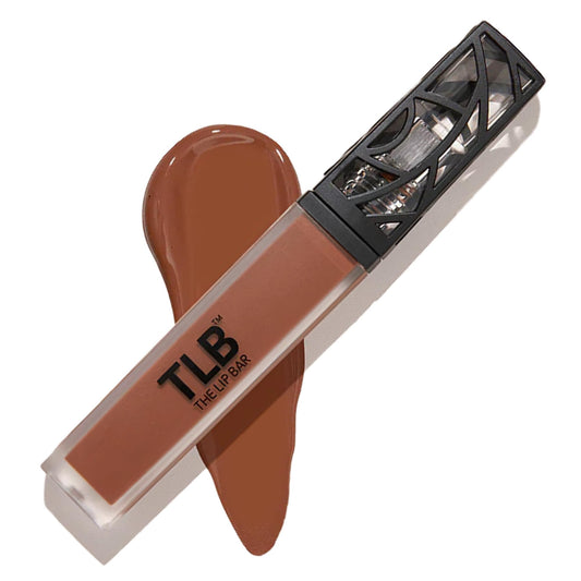 The Lip Bar Nonstop Liquid Matte Lipstick Naturalista swatch shows soft brown shade with long-wear coverage.