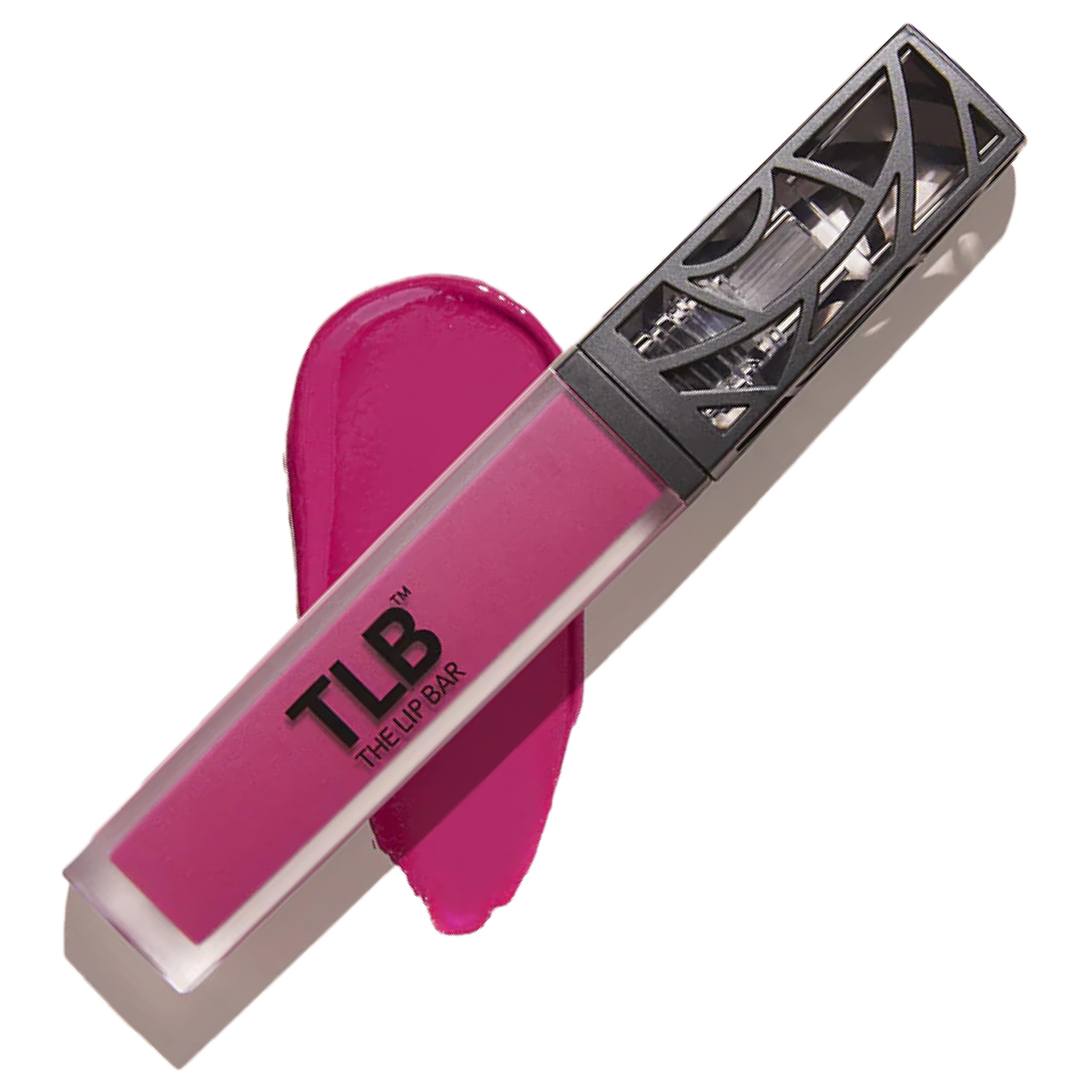 The Lip Bar Nonstop Liquid Matte Lipstick Playmate Electric Pink on lips for bold color and long wear
