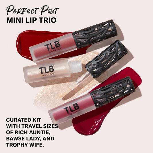 Rich Auntie Deep Berry liquid matte lipstick swatch shows bold color payoff.