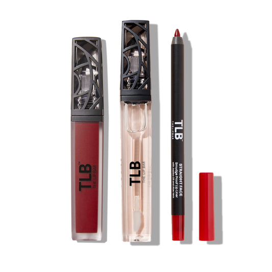 The Lip Bar Straight Face Liner in use for precise definition and long wear.