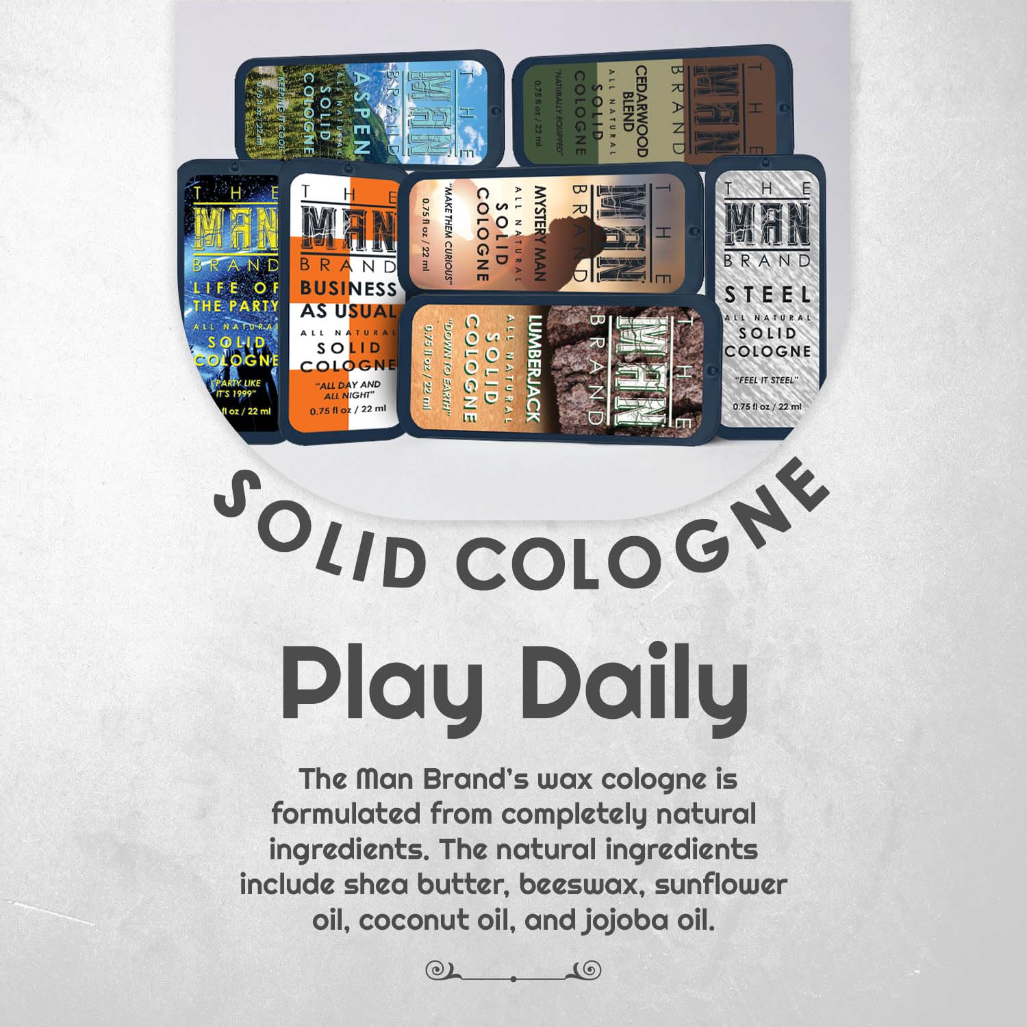 The Man Brand Business As Usual solid cologne tin for everyday confidence