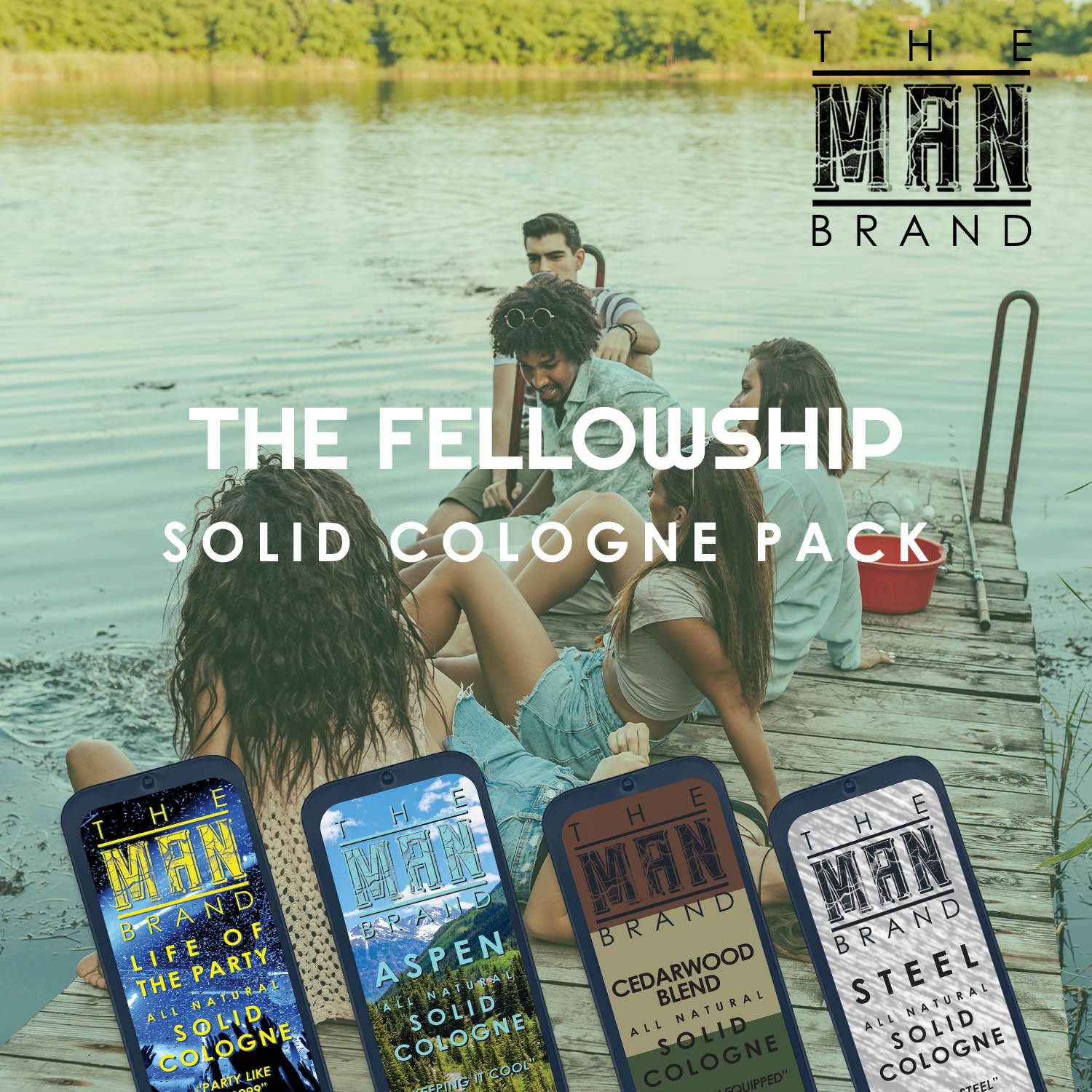 The Man Brand Solid Cologne Application on skin, mess-free wear.