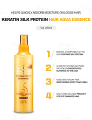 The Man Company Keratin SilkProtein Aqua Essence ingredients close-up showing keratin and silk protein.