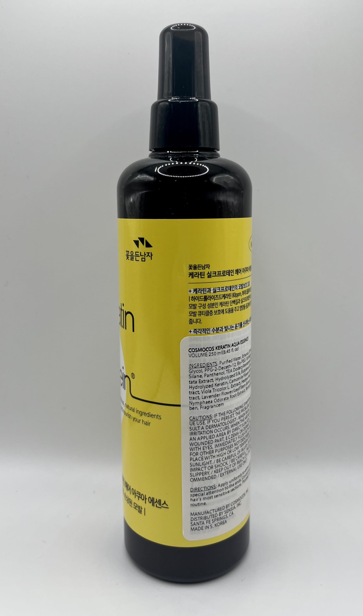 The Man Company Keratin SilkProtein Aqua Essence ingredients visual emphasizes nourishing components.