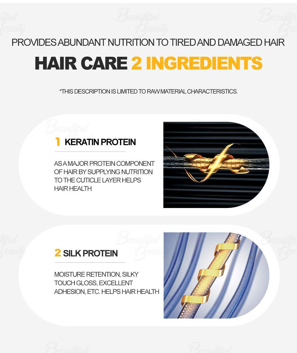 The Man Company Keratin SilkProtein Aqua Essence label close-up highlighting key benefits.