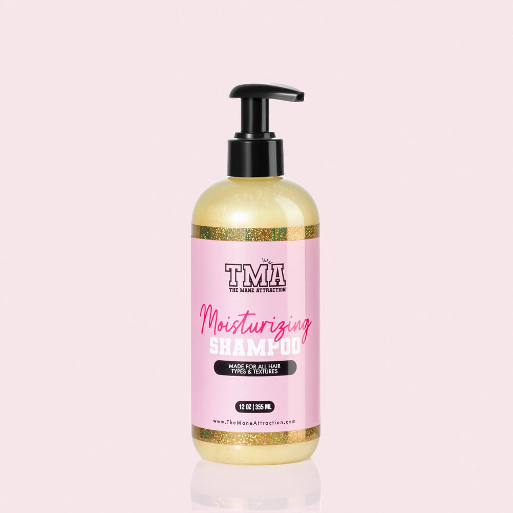 The Mane Attraction 12 oz moisturizing shampoo bottle displayed for long-lasting value.