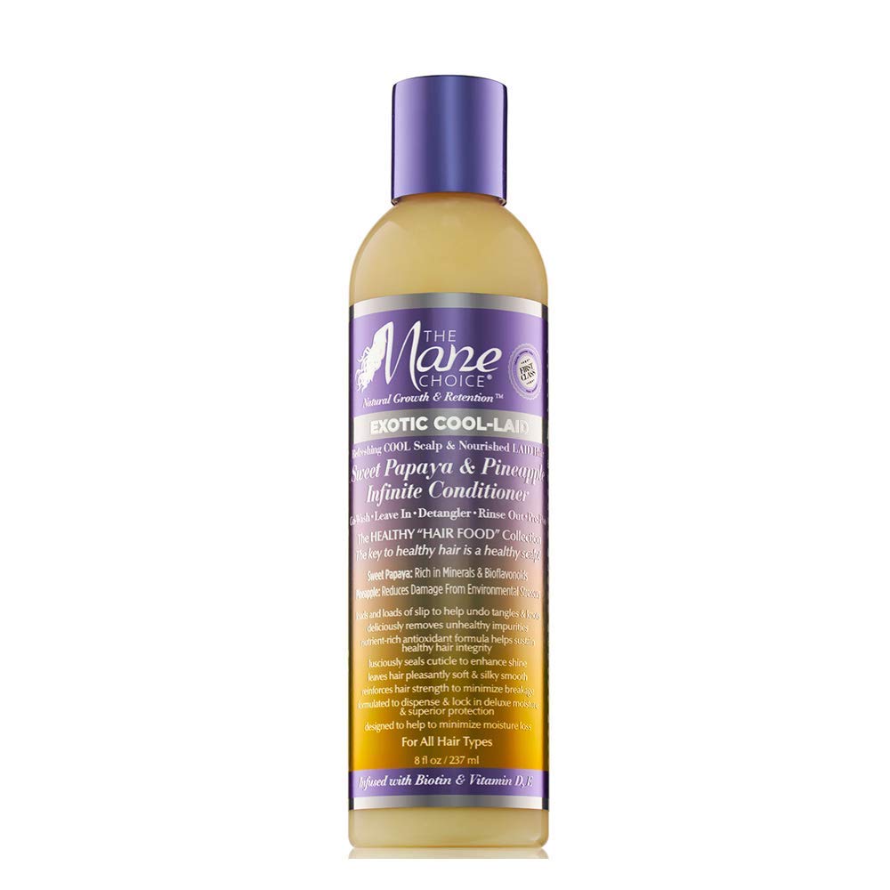 The Mane Choice Exotic Cool-Laid 4-in-1 conditioner bottle pour for easy application and hydration