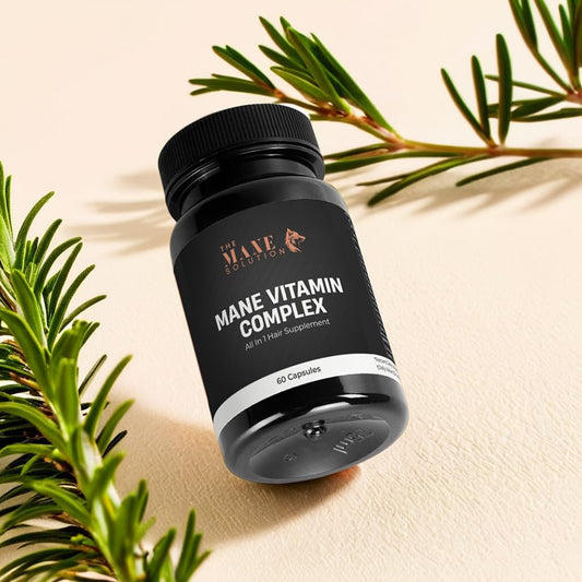 Capsules close-up of The Mane Solution Vitamin Complex supporting strong, healthy hair.