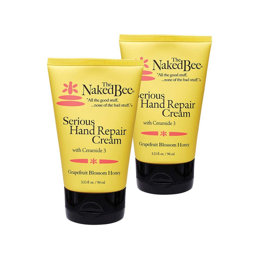 The Naked Bee Grapefruit Blossom Honey hand repair cream 2-pack in action, hydrating dry hands.