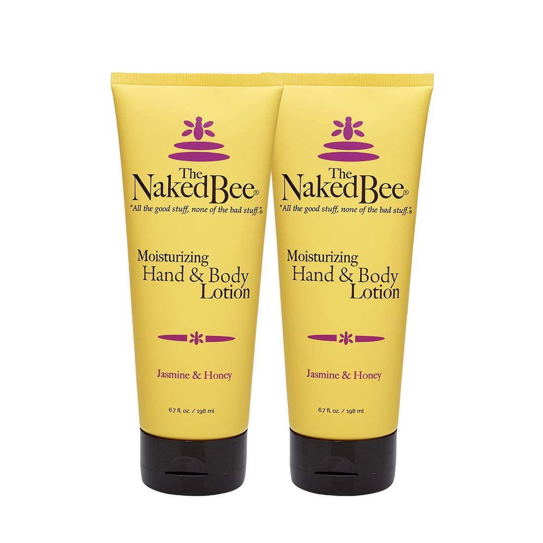 The Naked Bee Jasmine & Honey lotion bottle highlights a hydrating formula for soft skin.