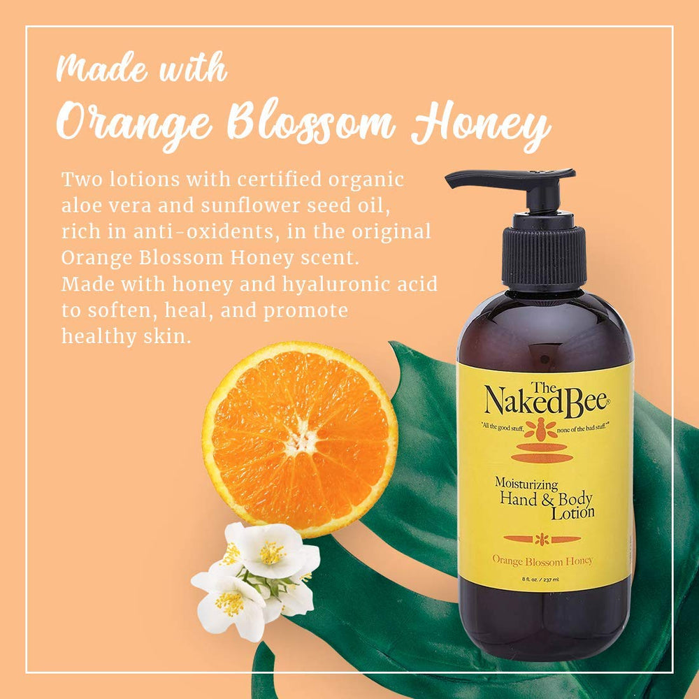 The Naked Bee lotion label closeup showing natural ingredients and cruelty-free promise.