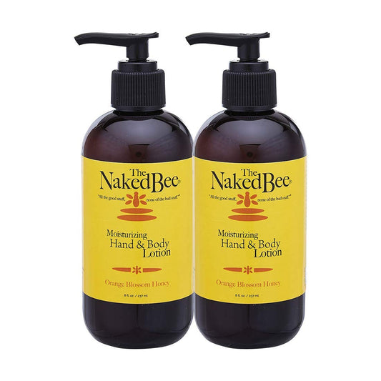 The Naked Bee Orange Blossom Honey lotion two-pack shown in a pack shot.
