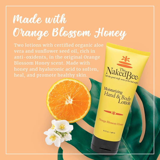 The Naked Bee Orange Blossom Honey Hand Lotion 2-pack, back view of packaging.