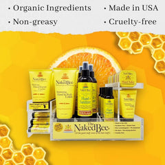 The Naked Bee ingredients highlight olive oil and beeswax for daily moisture.