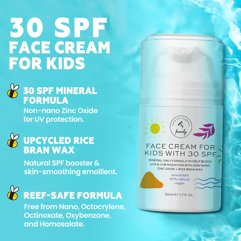The Natural and Organic Family Kid Face Sunscreen Moisturizer texture demonstrates lightweight, non-greasy feel.