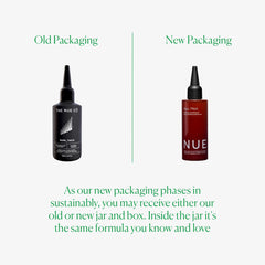 The Nue Co Supa Thick Hair Serum ingredients panel with larixwood camellia rosemary clary sage.