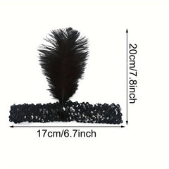 The Only One black sequin headband serves as a versatile party accessory.