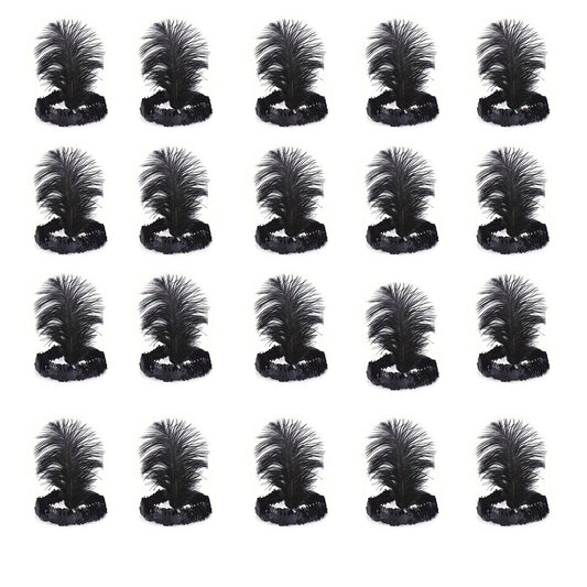 The Only One Halloween black sequin feather headband for festive costumes.