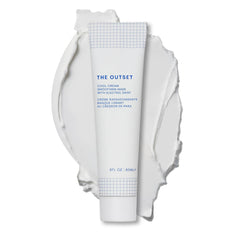 The Outset Cool Cream Mask application shows creamy texture smoothing the skin