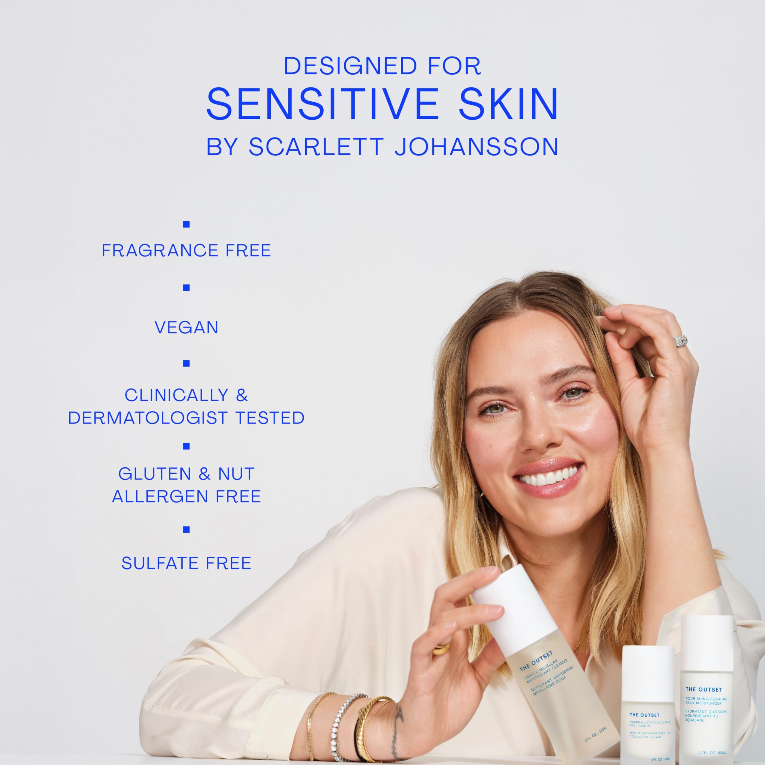 The Outset plain-background photo conveys a fragrance-free skincare option.