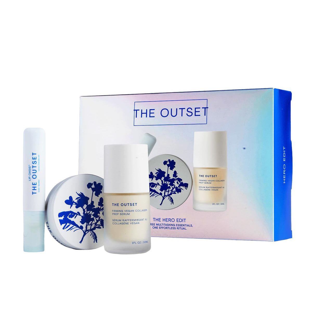 The Outset Prep Serum bottle shown, supporting daily hydration and skin barrier resilience.