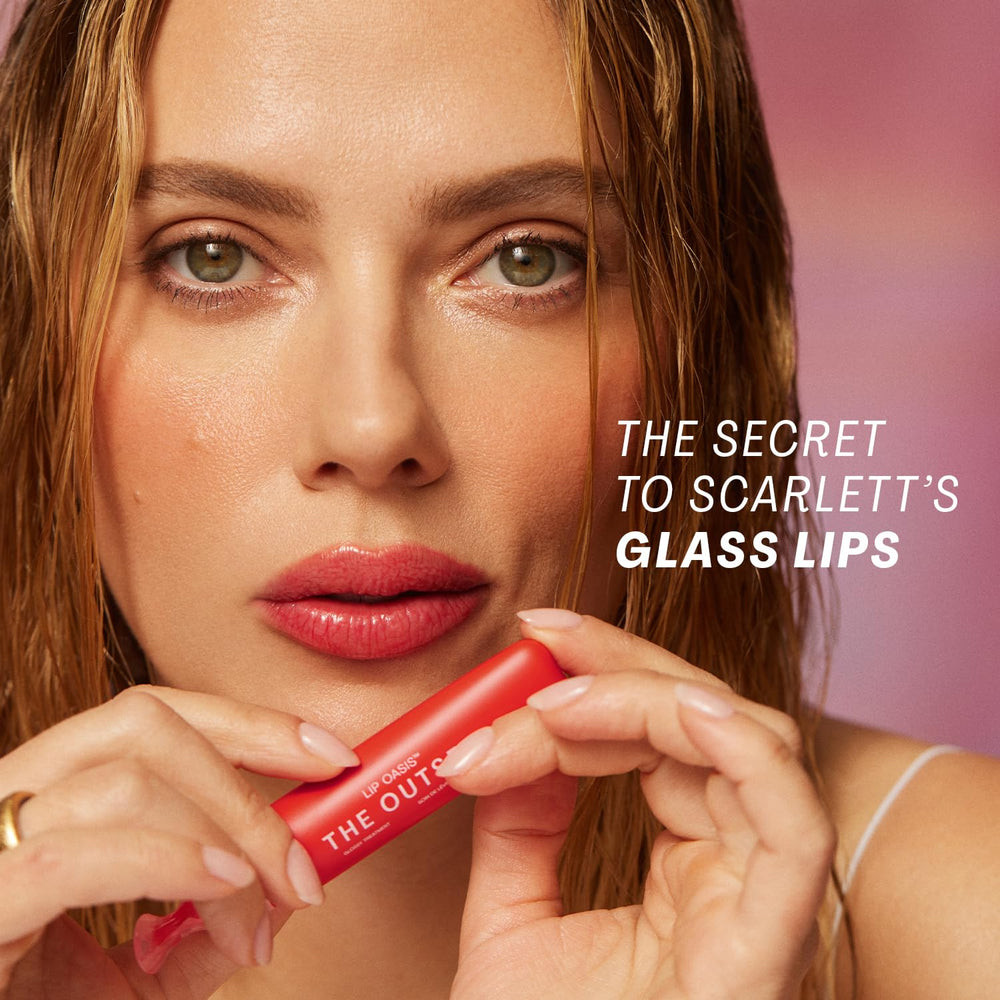The Outset Lip Oasis applicator tilted for smooth, even, non-sticky lip coverage.