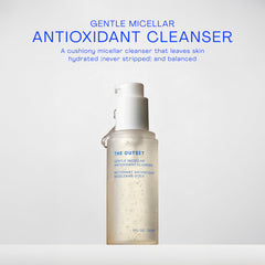 The Outset micellar gel texture close-up showing light foam for gentle cleansing.