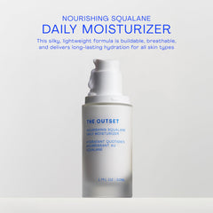 Close-up of creamy texture from The Outset Squalane Daily Face Moisturizer ready for quick absorption.