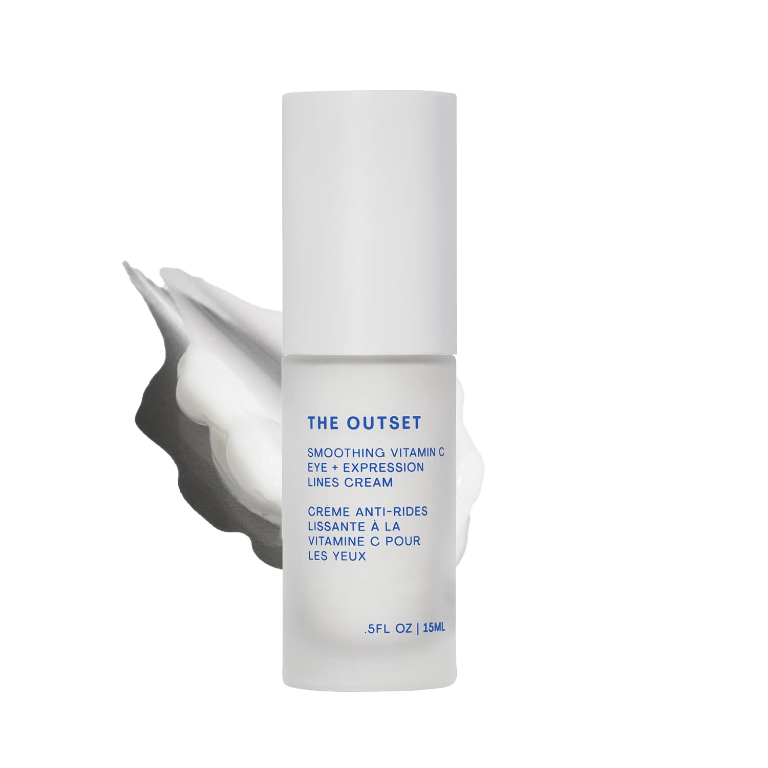 The Outset Vitamin C Eye Cream tube closeup showing brightening formula for delicate eye area