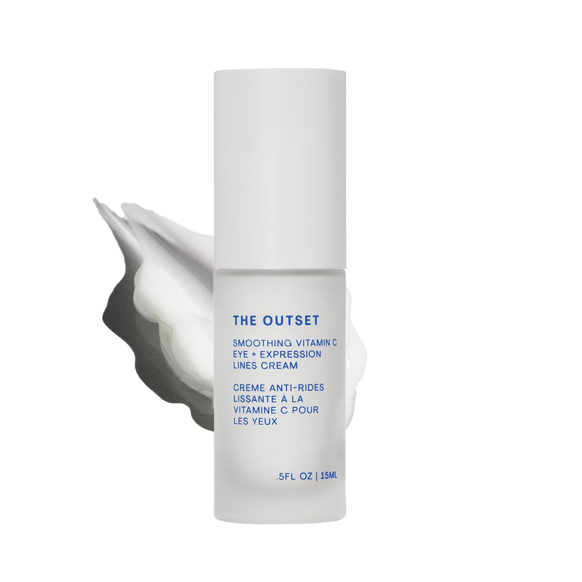 The Outset Vitamin C Eye Cream tube closeup showing brightening formula for delicate eye area