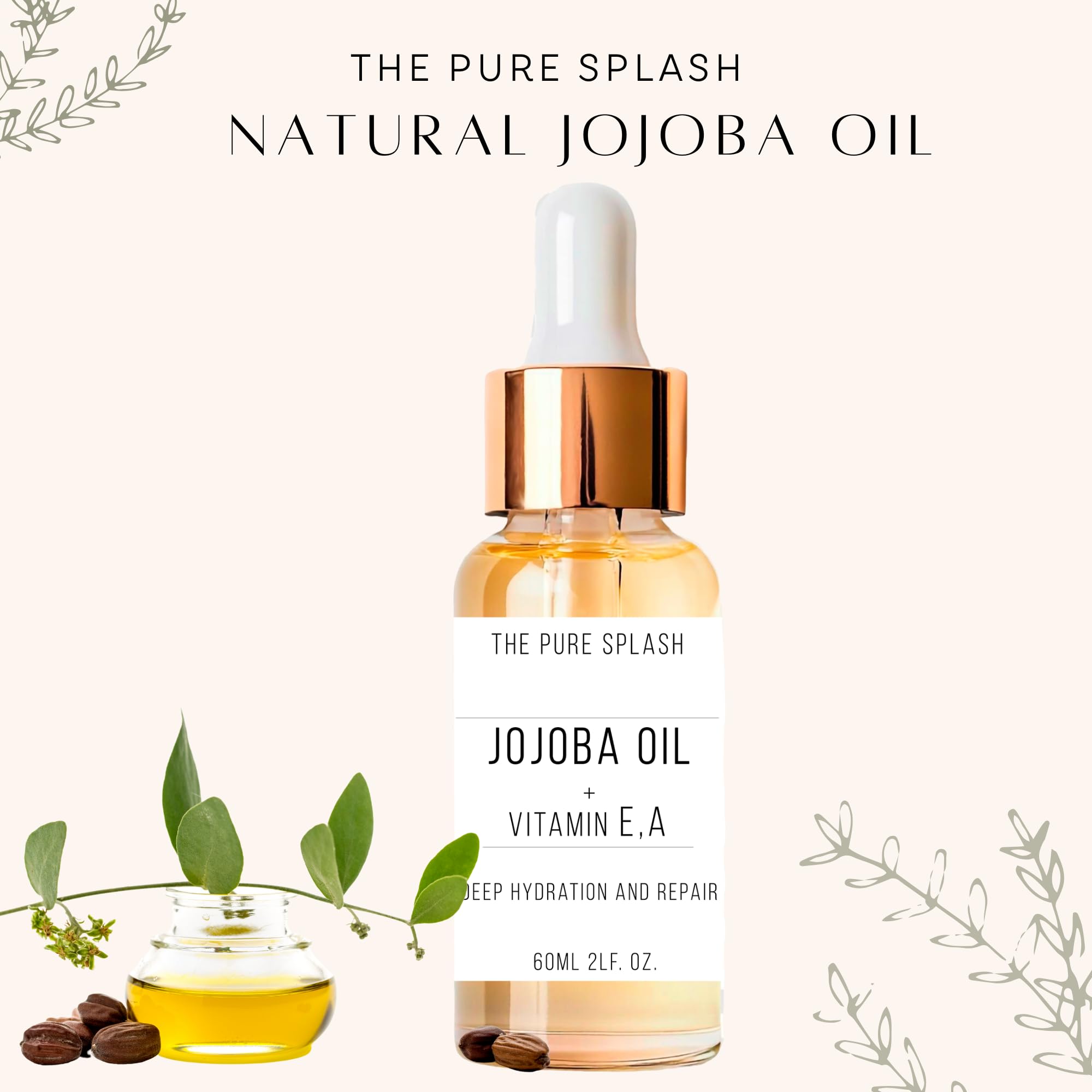 Close-up of oil drop pouring from The Pure Splash Jojoba Oil for nourishment.