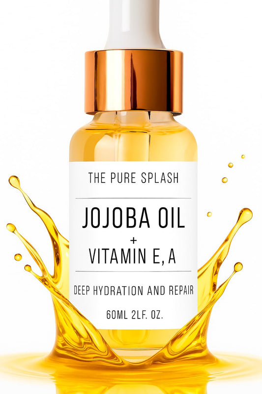 The Pure Splash Jojoba Oil texture on skin, quick absorption, non-greasy finish.