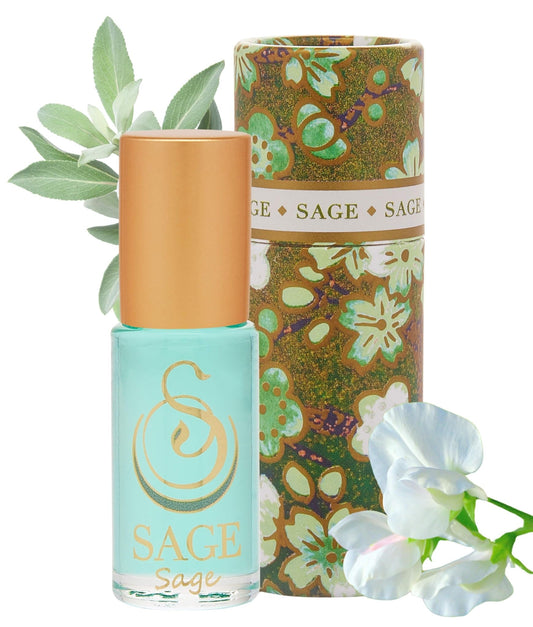 The Sage Roll On cucumber bottle offers long-lasting freshness for on-the-go use.