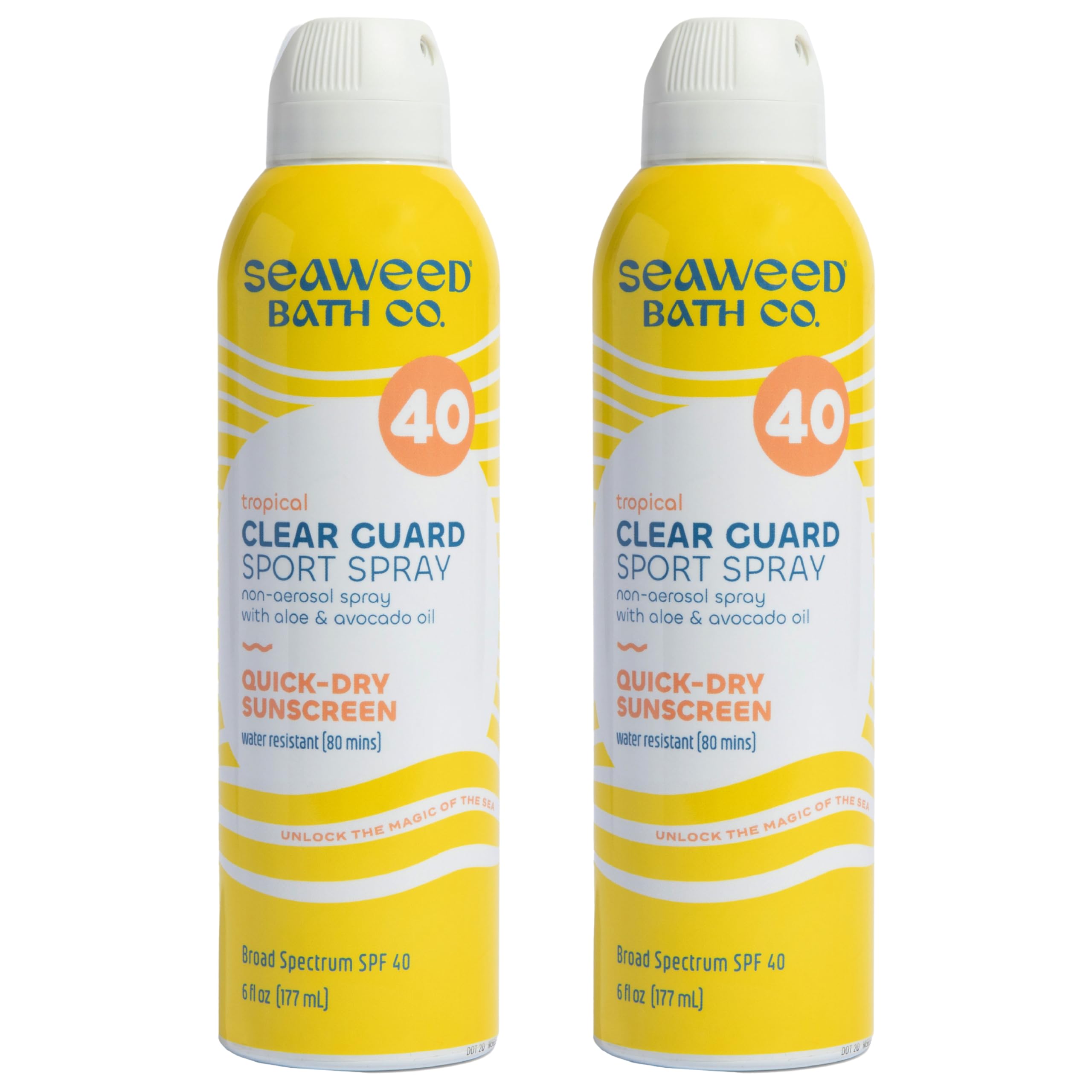 The Seaweed Bath Co. Clear Guard SPF 40 Sport spray bottle front view for active days