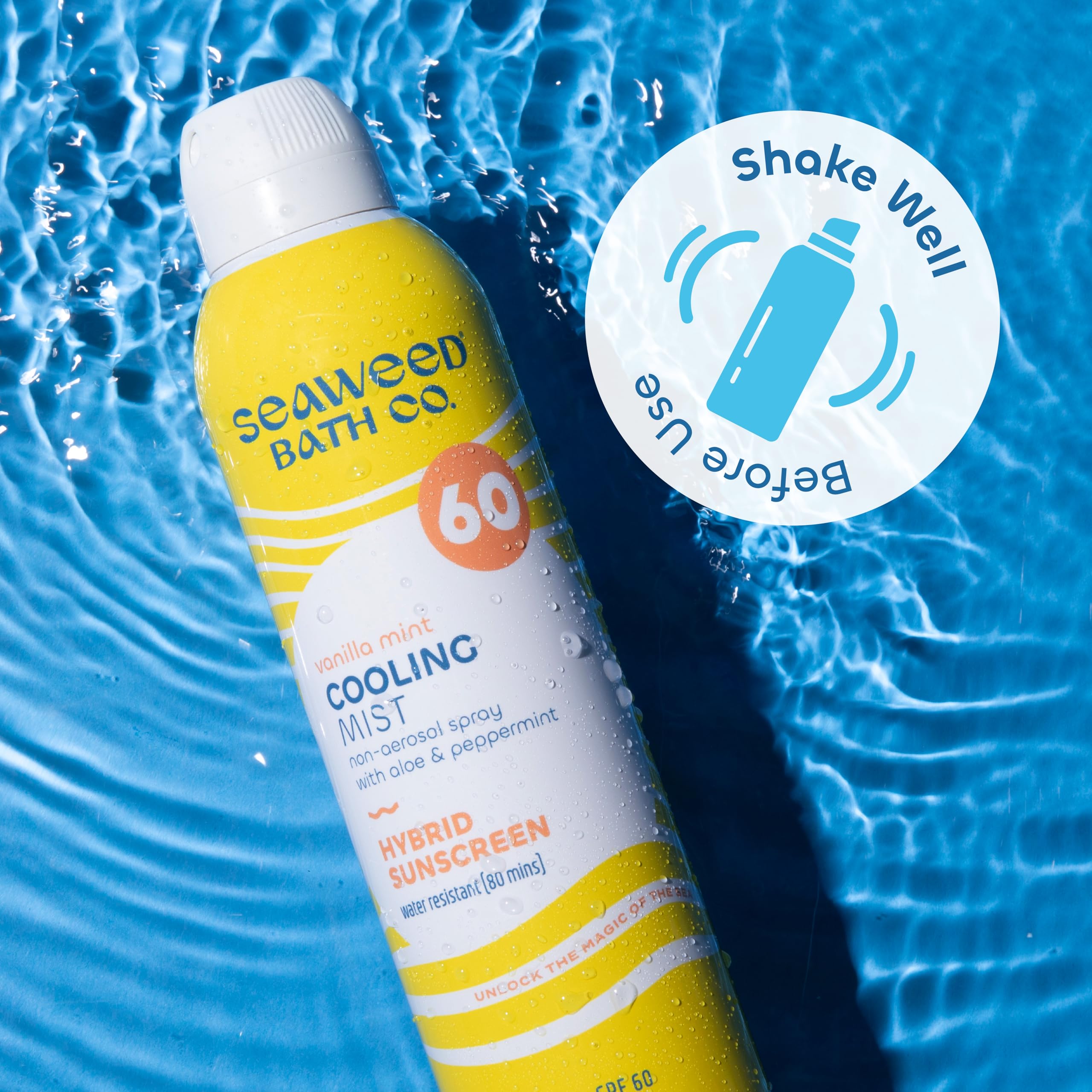The Seaweed Bath Co. cruelty-free certifications image signals ethical, vegan sunscreen options.