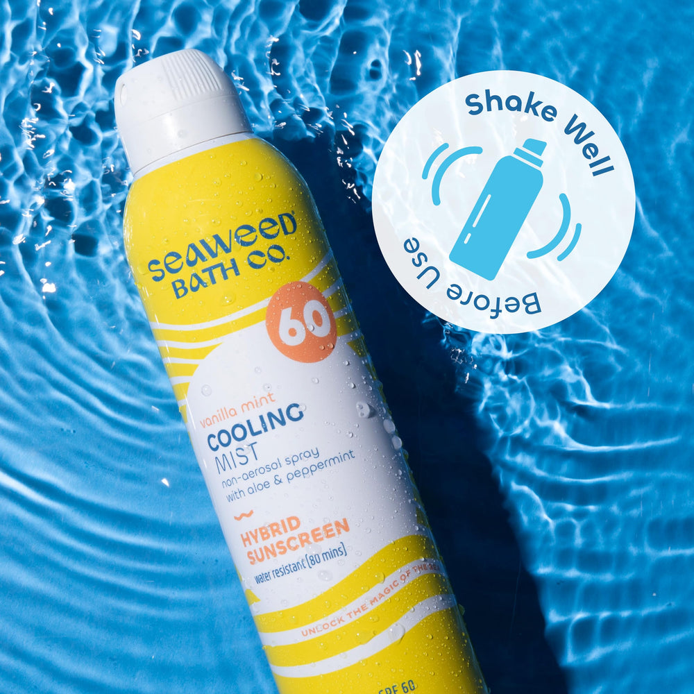 The Seaweed Bath Co. cruelty-free certifications image signals ethical, vegan sunscreen options.