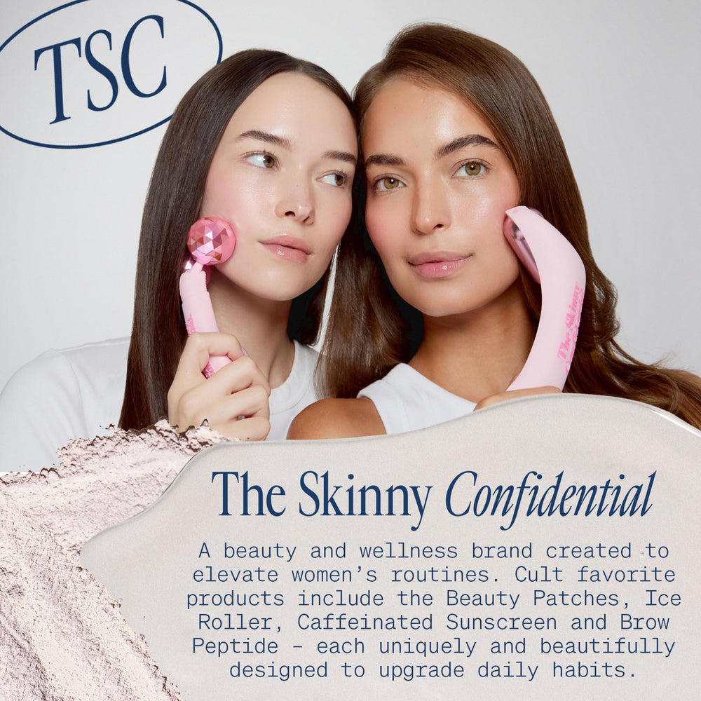 Brand story image featuring The Skinny Confidential founder and no fluff beauty ethos.