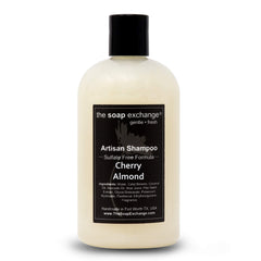 The Soap Exchange Hair Shampoo Cherry Almond lather showing smooth rinse for healthy-looking hair.