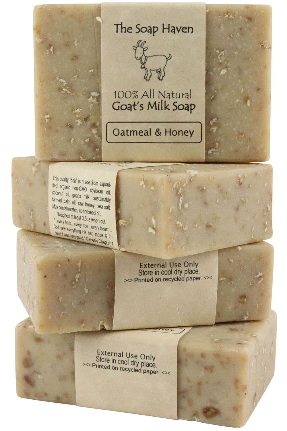The Soap Haven Oatmeal Honey Goat Milk bar close-up showing creamy texture for gentle cleansing