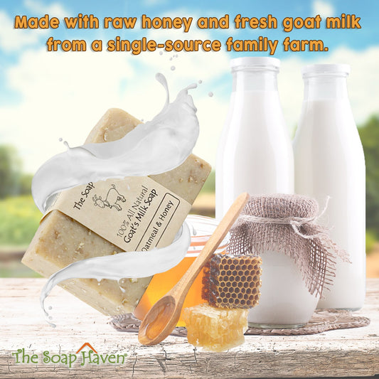 The Soap Haven Oatmeal Honey Goat Milk Bar foam demonstrates rich lather for moisture