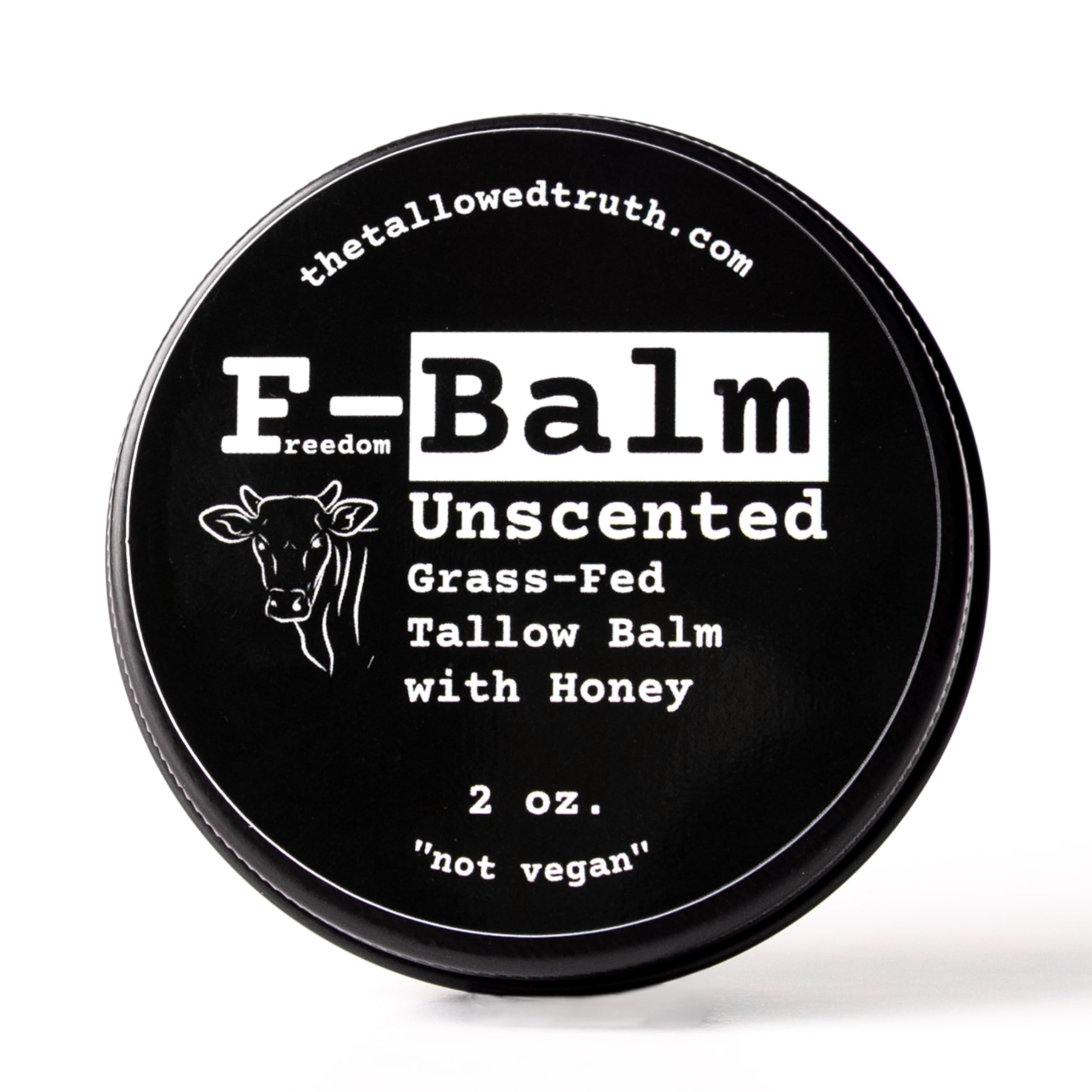 The Tallowed Truth F-Balm bottle close-up highlighting grass-fed tallow nourishment