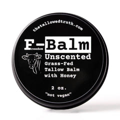 The Tallowed Truth F-Balm bottle close-up highlighting grass-fed tallow nourishment