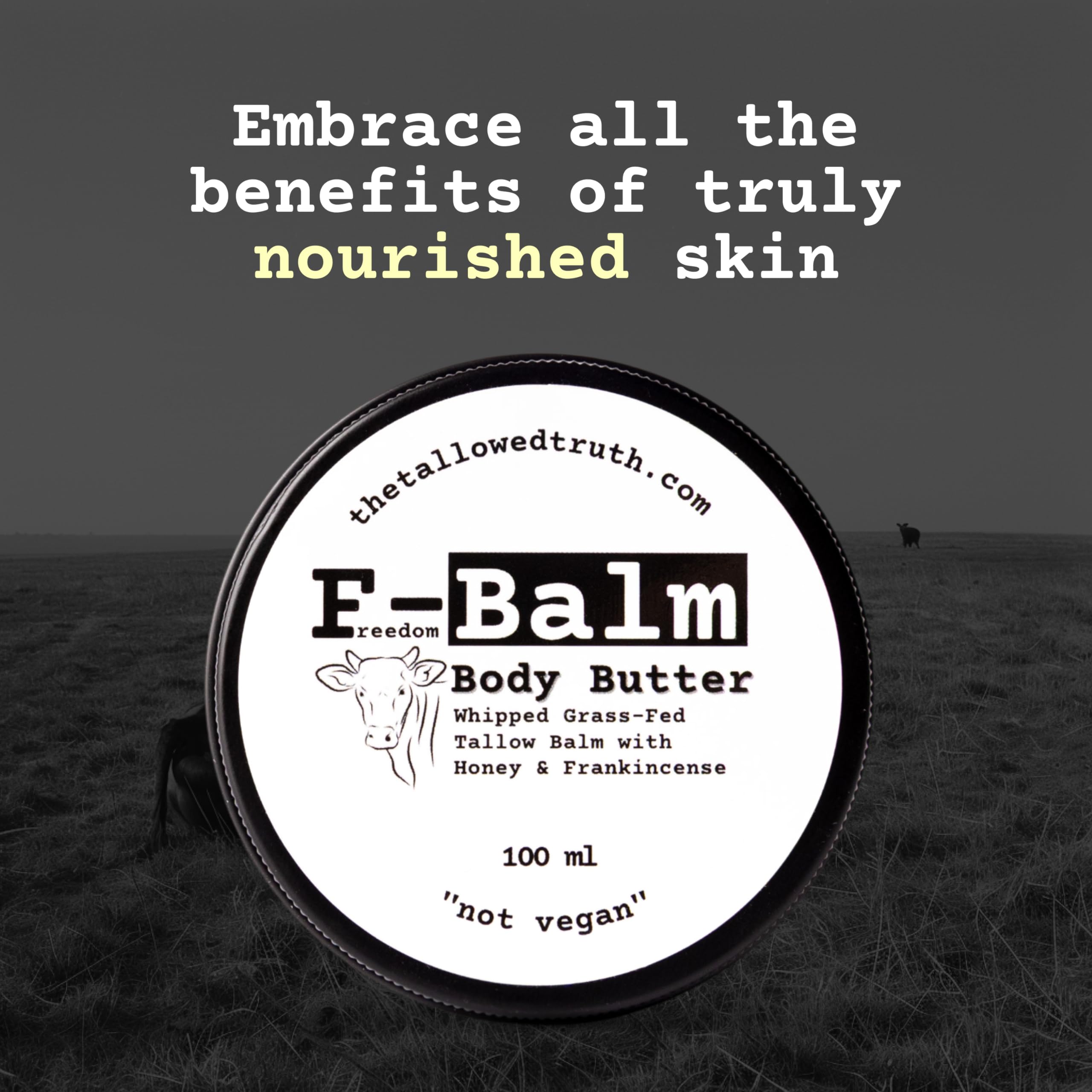 Canadian-made packaging of The Tallowed Truth F-Balm.