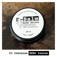 Foot care with The Tallowed Truth F-Balm for dry areas.