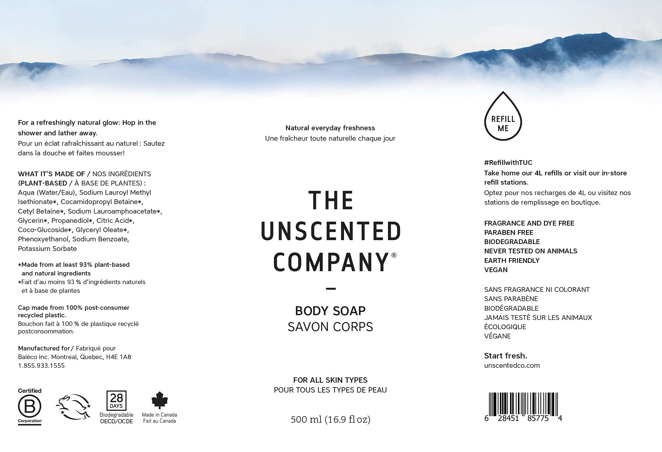 The Unscented Company Body Soap in a bathroom scene illustrates simple everyday use.
