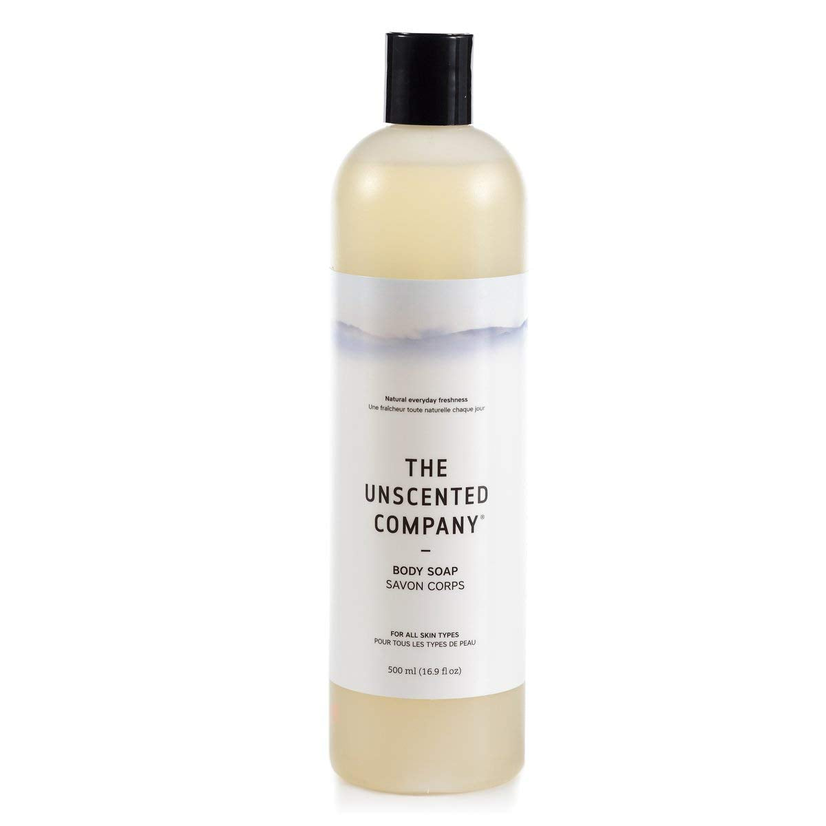 The Unscented Company Body Soap bottle front, fragrance-free cleanse for all skin types.