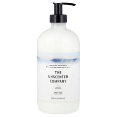 The Unscented Company lotion packaging front, fragrance-free hydration for sensitive skin.