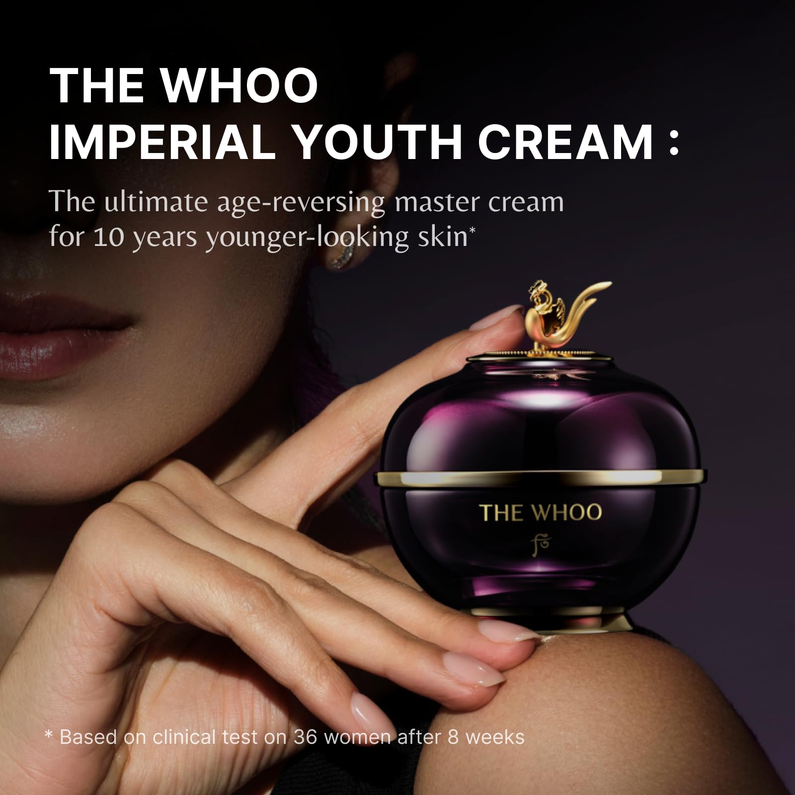 THE WHOO Imperial Youth Cream cap close-up highlighting luxury packaging