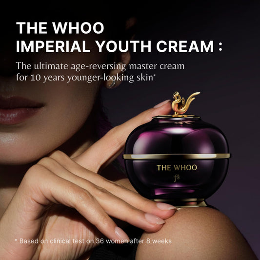 THE WHOO Imperial Youth Cream cap close-up highlighting luxury packaging
