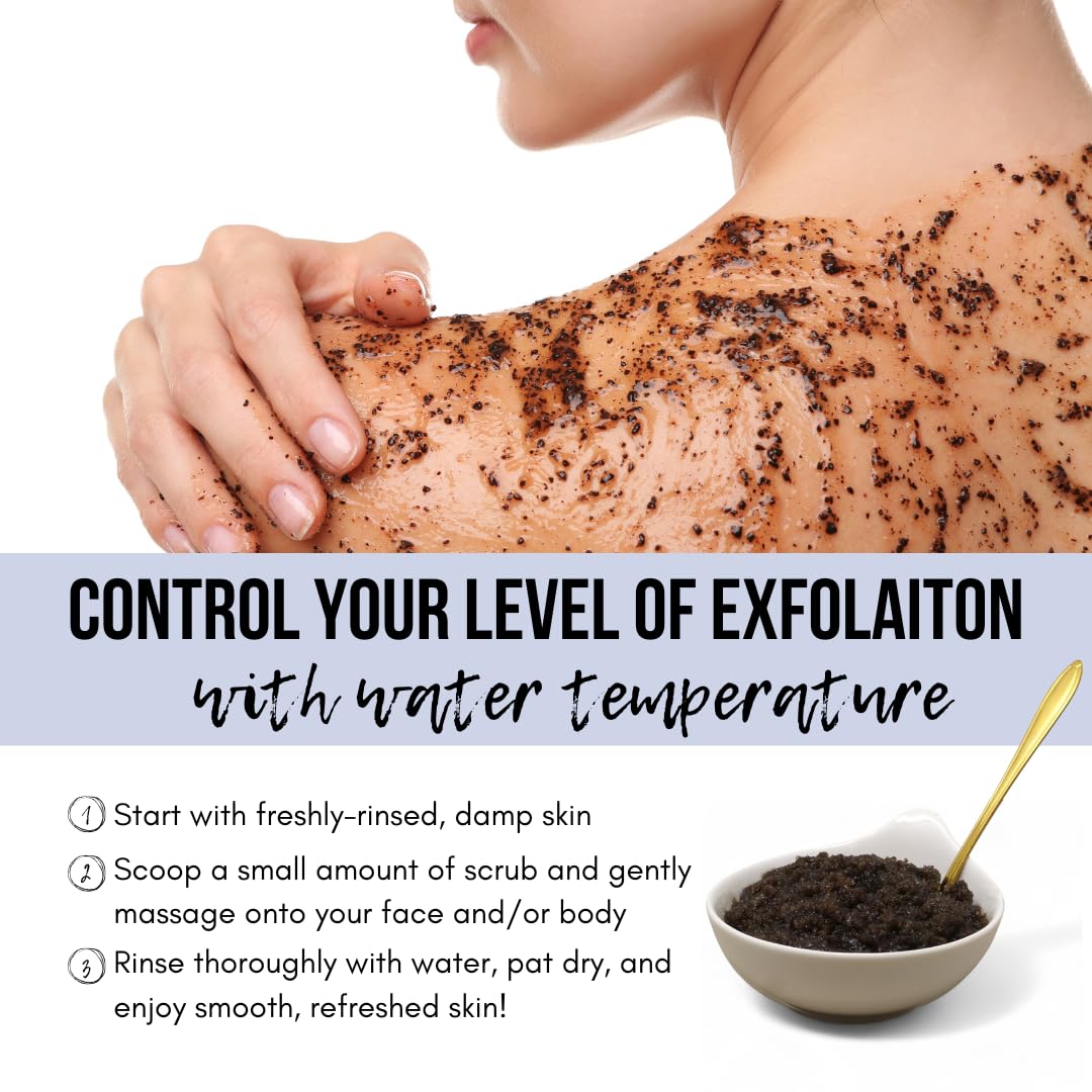 The Yellow Bird activated charcoal scrub applied to the face for gentle exfoliation.